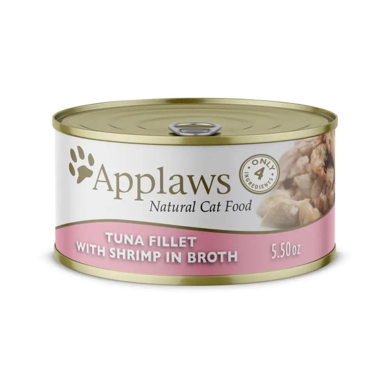 Applaws Natural Wet Cat Food Tuna Fillet with Shrimp in Broth 24/cs