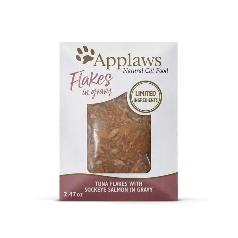 Applaws Natural Wet Cat Food Tuna Flakes with Salmon in Gravy 2.47oz Pouch 12/cs