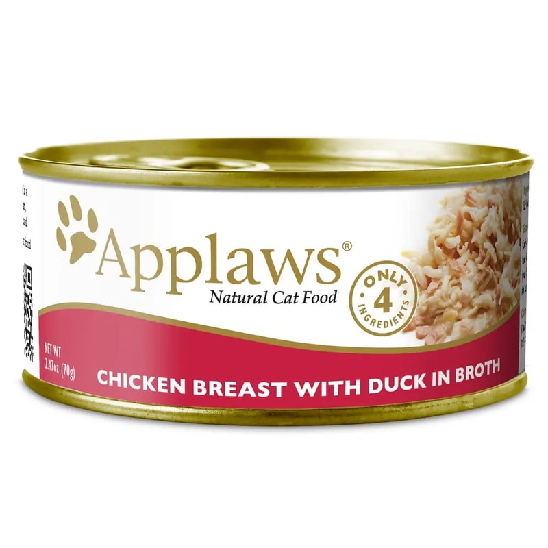 Applaws Natural Wet Cat Food Chicken Breast with Duck in Broth 2.47oz Can 24/cs