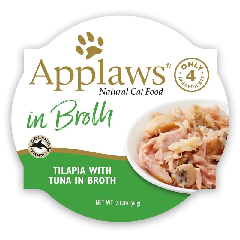 Applaws Natural Wet Cat Food Tilapia with Tuna in Broth 2.12oz Pot 18/cs