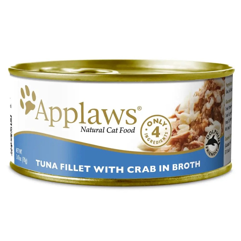 Applaws Natural Wet Cat Food Tuna Fillet with Crab in Broth 2.47oz Can 24/cs