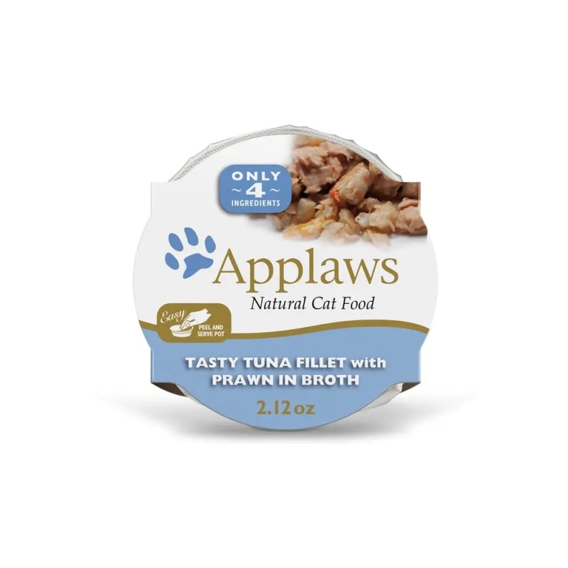 Applaws Natural Wet Cat Food Tuna Fillet with Prawn in Broth 2.12oz Pot