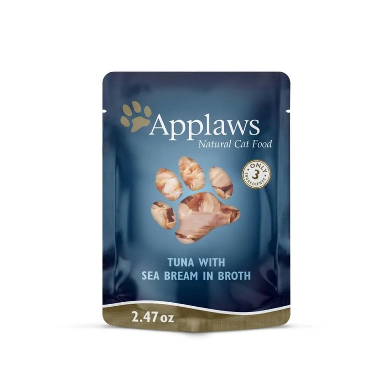 Applaws Natural Wet Cat Food Tuna Fillet with Sea Bream in Broth 2.47oz Pouch 12ct