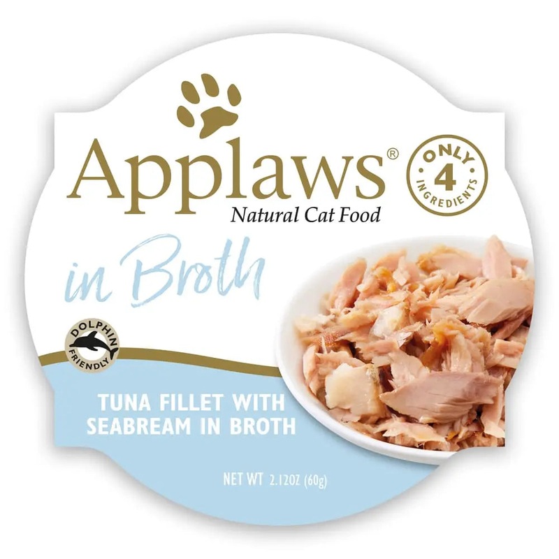 Applaws Natural Wet Cat Food Tuna Fillet with Seabream in Broth 2.12oz Pot 18/cs