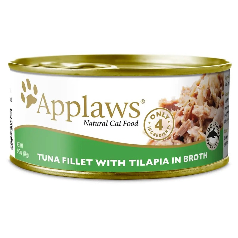 Applaws Natural Wet Cat Food Tuna with Tilapia in Broth 2.47oz Can