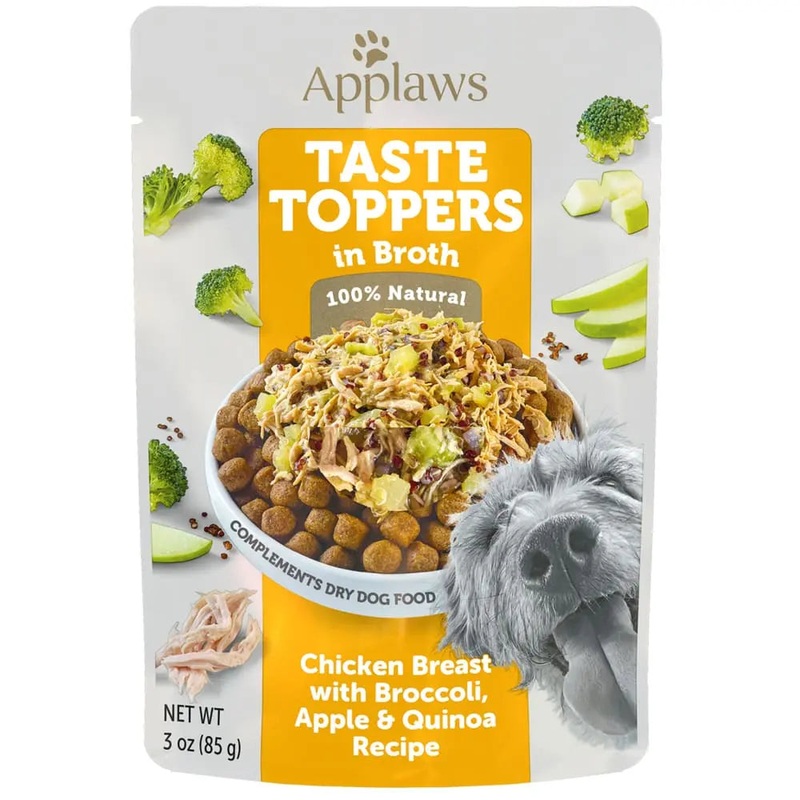 Applaws Taste Toppers Wet Dog Food with Broth Chicken Breast w/ Broccoli, Apple, Quinoa 3oz 12/cs