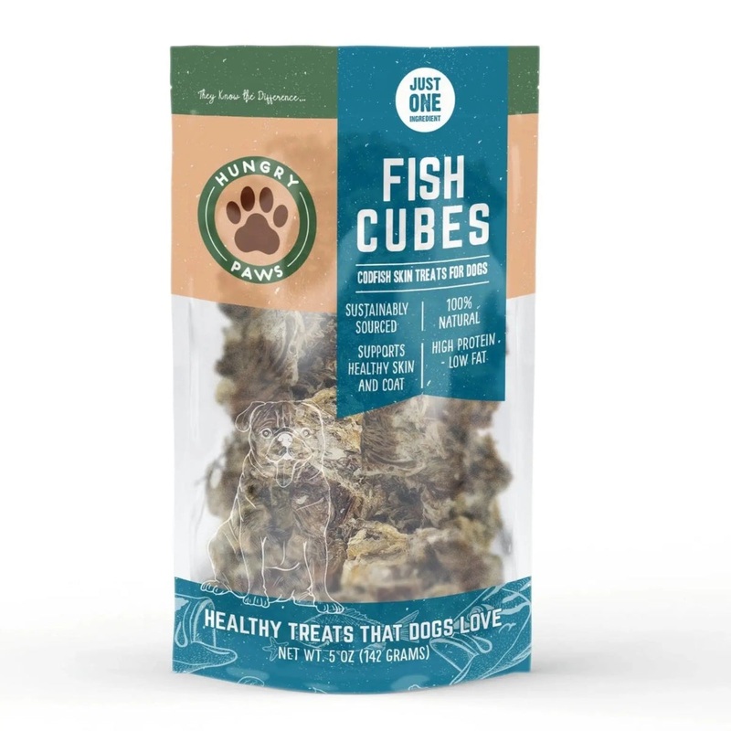 Hungry Paws Premium Cod Skin Cubes Dog Chew Treats 5 oz