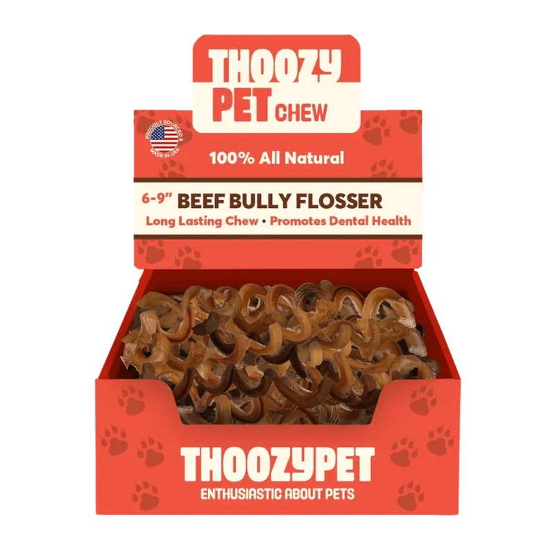 ThoozyPet USA-Sourced Beef Bully Flosser Dog Chews 6-9 15ct