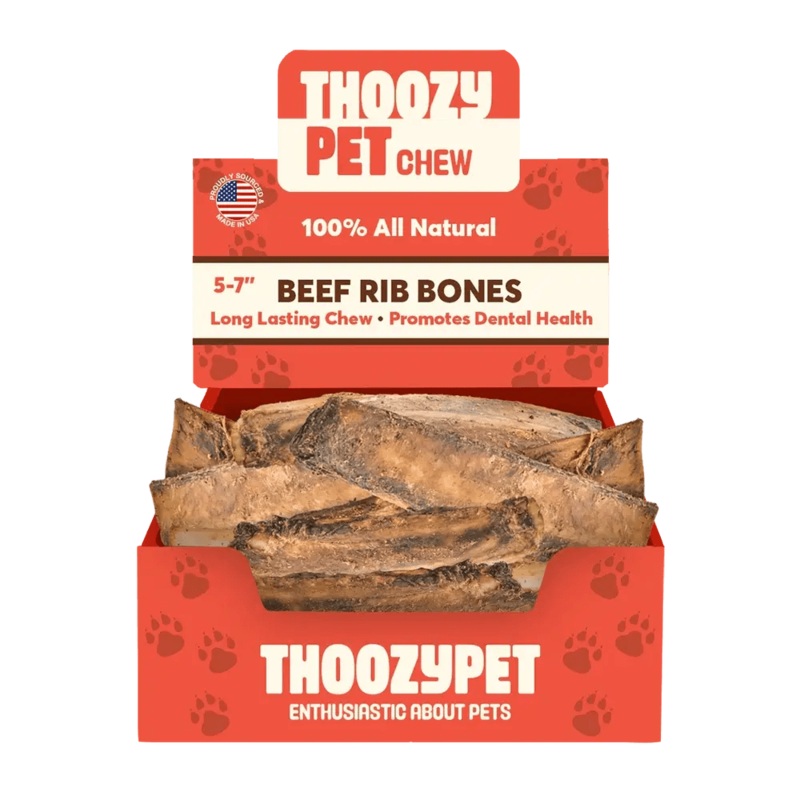 ThoozyPet USA-Sourced Beef Rib Bone Dog Chews 5-7 50ct