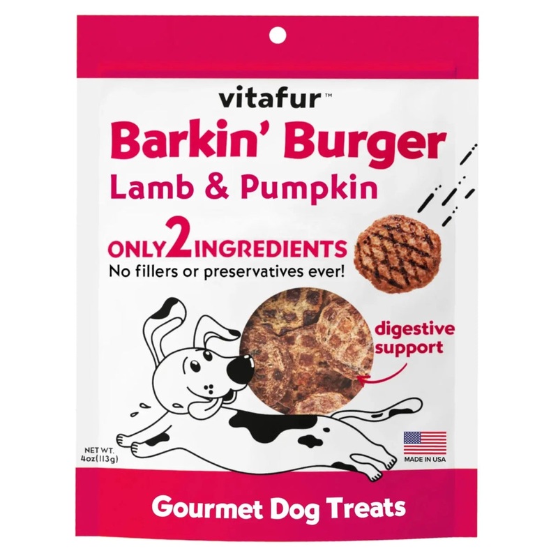 Vitafur Barkin Burger Lamb & Pumpkin Dog Treat 4 oz
