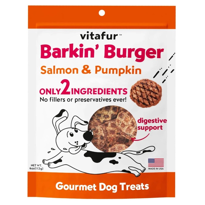 Vitafur Barkin Burger Salmon & Pumpkin Dog Treat 4 oz