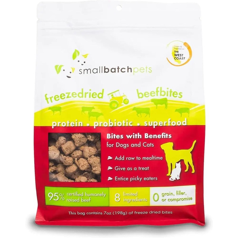 Smallbatch Pets Freeze-Dried Beef Bites for Dogs & Cats, 7 oz,