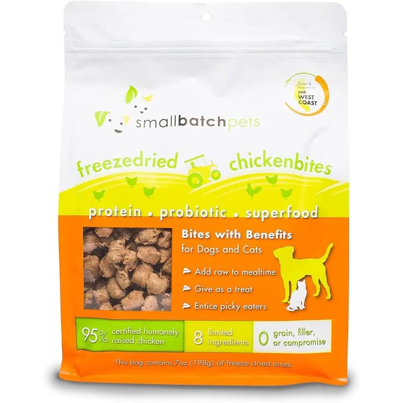 Smallbatch Pets Freeze-Dried Chicken Bites for Dogs & Cats, 7 oz,