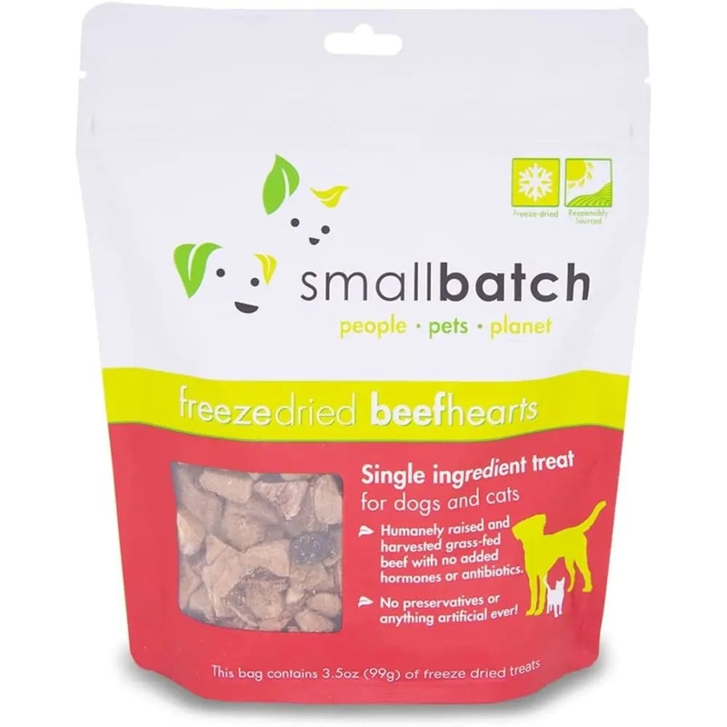 Smallbatch Pets Premium Freeze-Dried Beef Heart Treats for Dogs and Cats, 3.5 oz