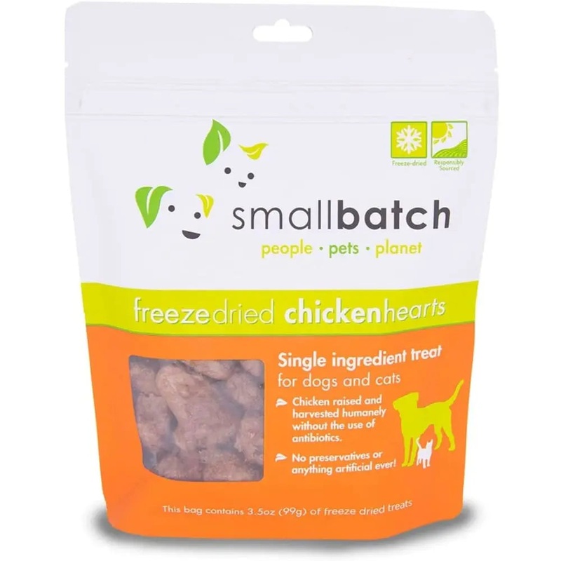 Smallbatch Pets Premium Freeze-Dried Chicken Heart Treats for Dogs and Cats, 3.5 oz