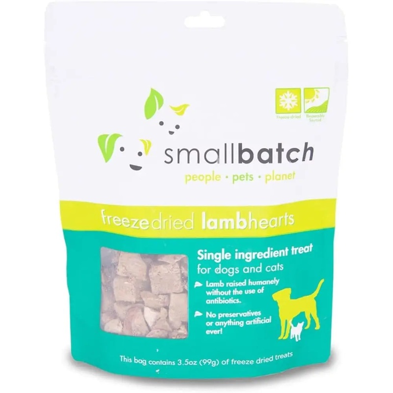 Smallbatch Pets Premium Freeze-Dried Lamb Heart Treats for Dogs and Cats, 3.5 oz