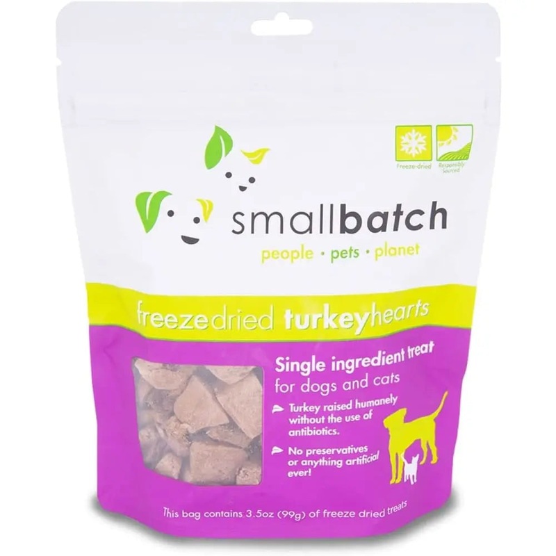 Smallbatch Pets Premium Freeze-Dried Turkey Heart Treats for Dogs and Cats, 3.5 oz