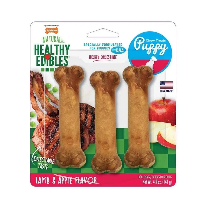 Nylabone Healthy Edibles Lamb & Apple Flavor Long Lasting Puppy Chews Treats Regular Up to 25 Lbs