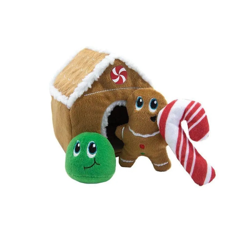 Outward Hound Gingerbread House Puzzle Plush Dog Toys Brown Color 8 X 6 X 6 Inch
