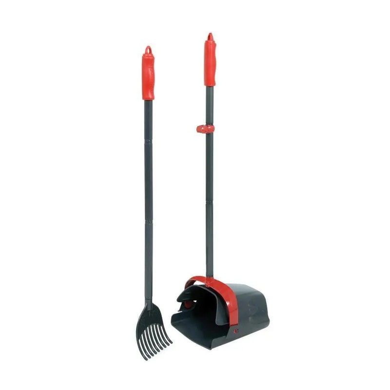 Petmate Clean Response Swivel Bin & Rake Gray/Red Color One Size