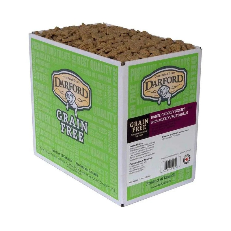 Darford Grain Free Baked Turkey Recipe Minis with Mixed Vegetables Dog Treats 15 Lbs