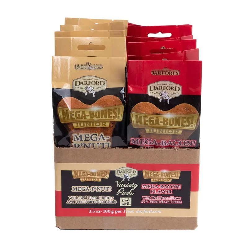 Darford Mega Bone JR Variety Pack Bacon & Peanut Butter 6 Each Flavor