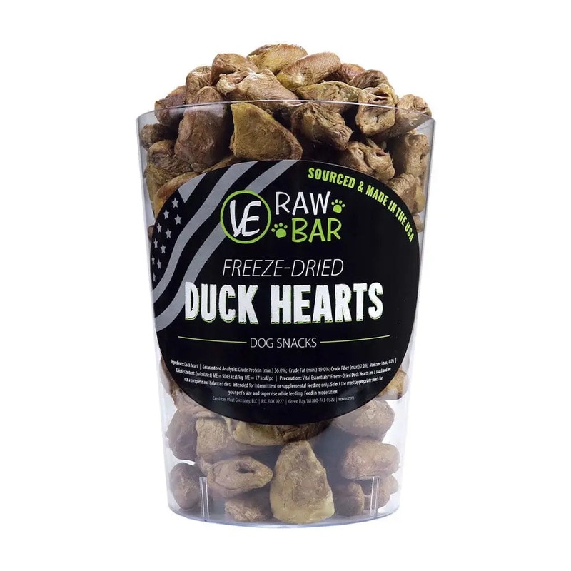 Vital Essentials Raw Bar Freeze-Dried Duck Hearts Dog Treats 150 pcs