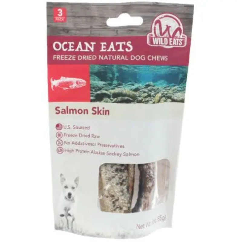 Wild Eats Alaskan Salmon Cigar Skin Half Dog Treat 6 in, 3 ct