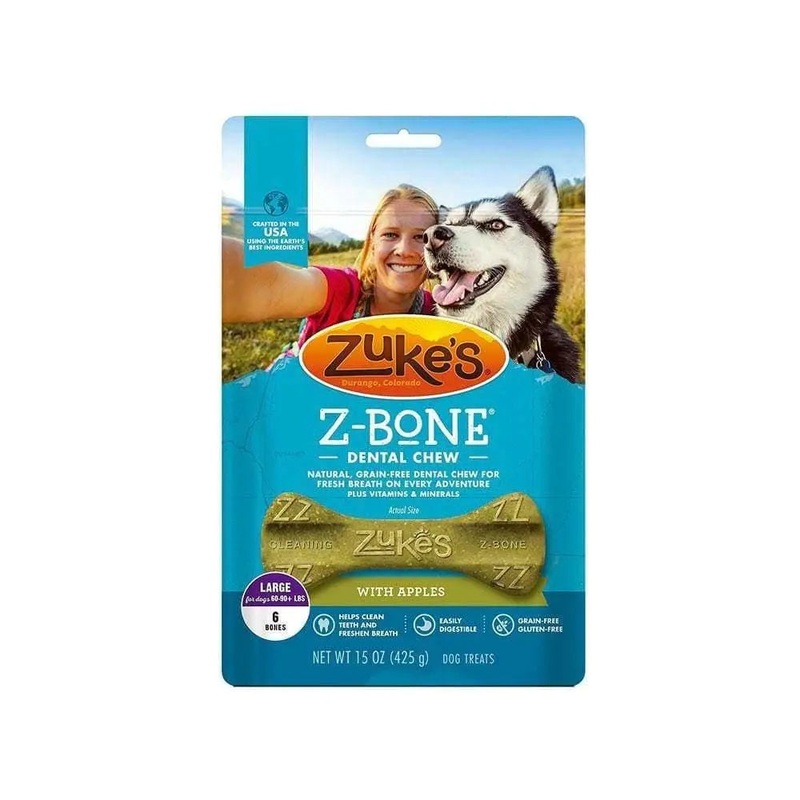 Zuke’s Z-Bone Large Grain Free Dental Chews with Apples Dog Treats 6 Count