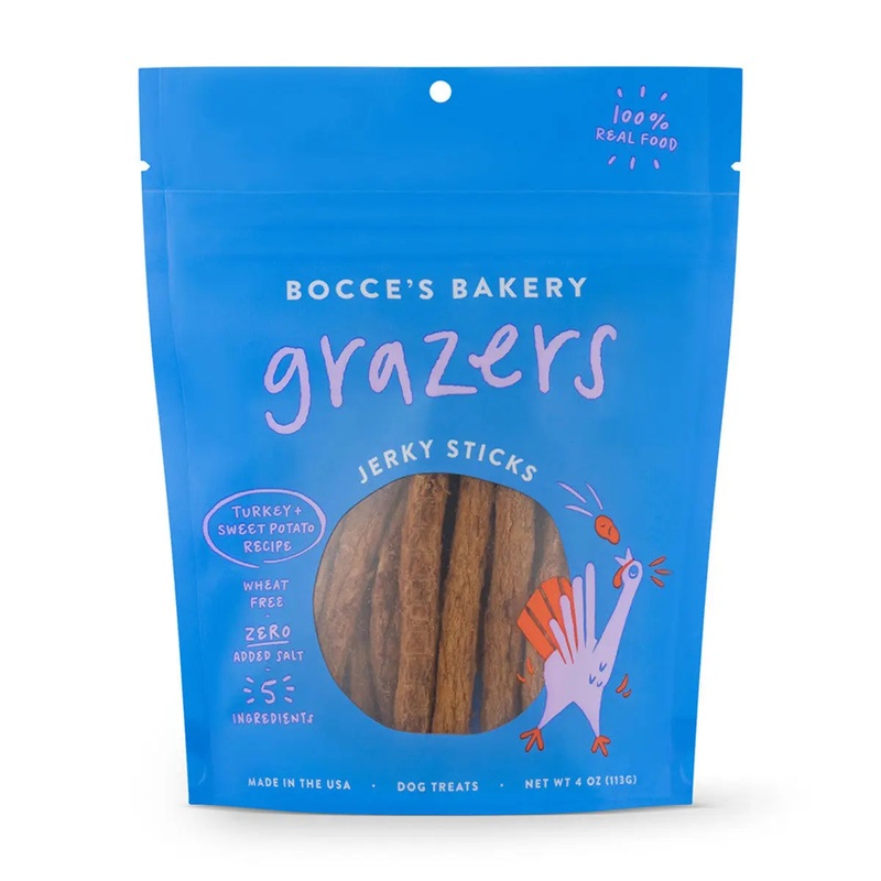 Bocce’s Bakery 4oz Turkey Grazers Jerky Sticks Dog Treats