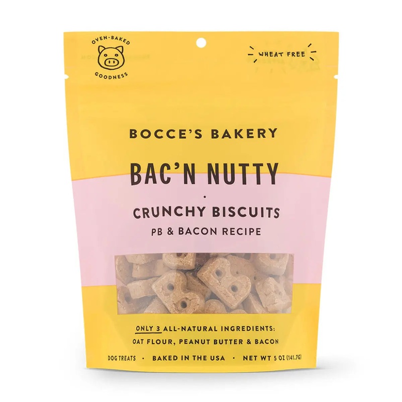 Bocce’s Bakery Bac’N Nutty 5oz Biscuit Bags Dog Treats