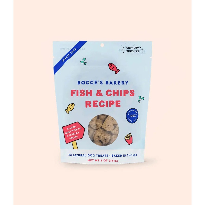 Bocce’s Bakery Fish & Chips 5oz Biscuits Dog Treats