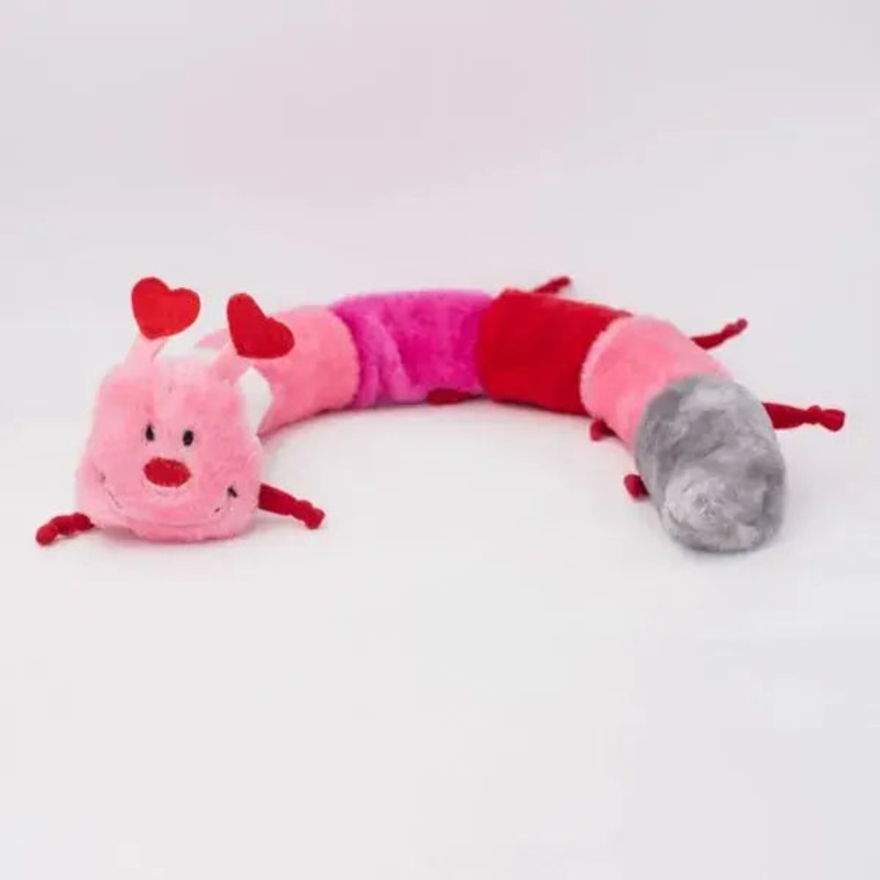 ZippyPaws Valentine’s Caterpillar Dog Toys with 6 Squeakers