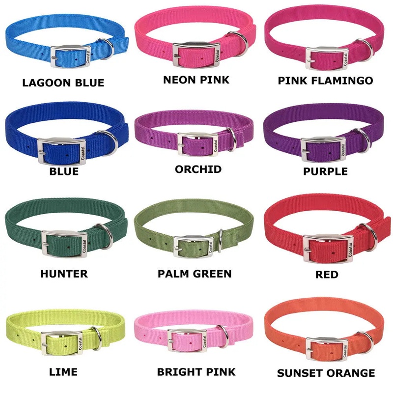 Coastal Flat Buckle Double Ply Nylon Collars & Leads