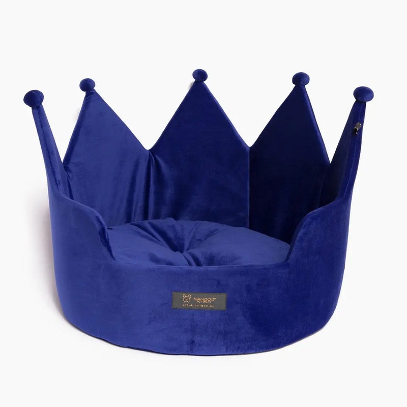 Crown Pet Bed Micro Plush Royal Blue Large