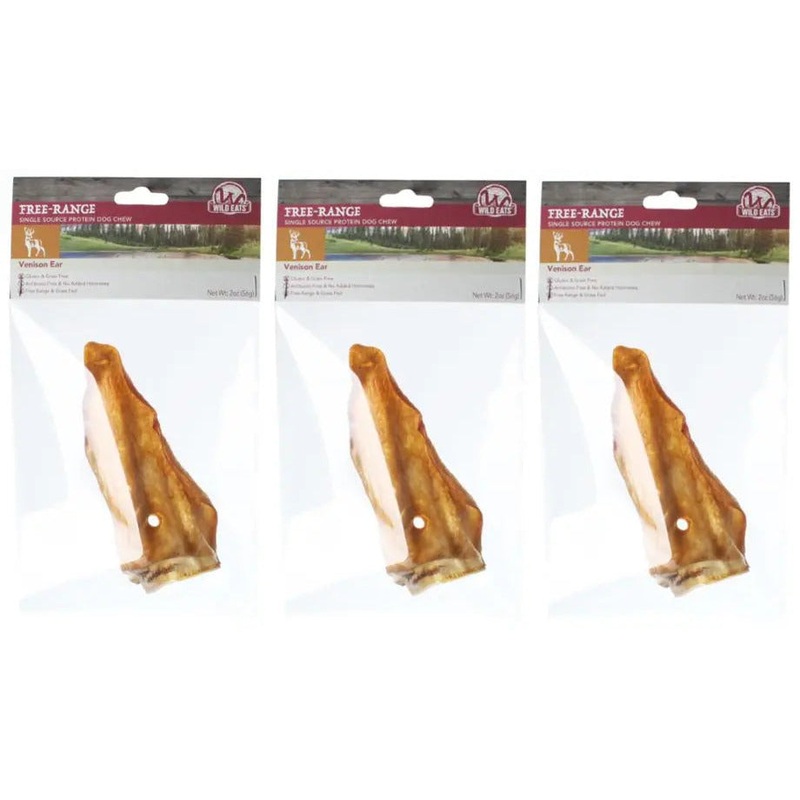 Wild Eats Natural Venison Single Ear Dog Treat Case of 3