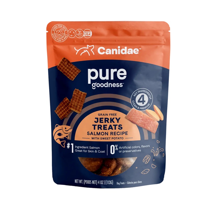 CANIDAE PURE Salmon Jerky w/Sweet Potato Dog Treats 4 oz