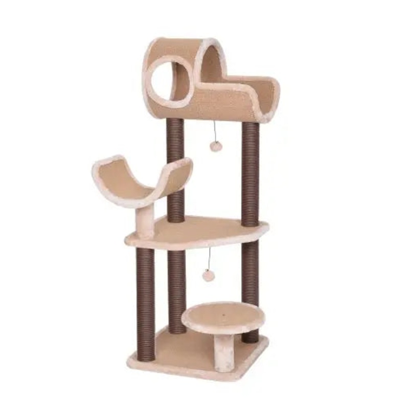 Catry, Camel Cat Tree Tower with Paper Rope Covered Scratching and Condo Tunnel