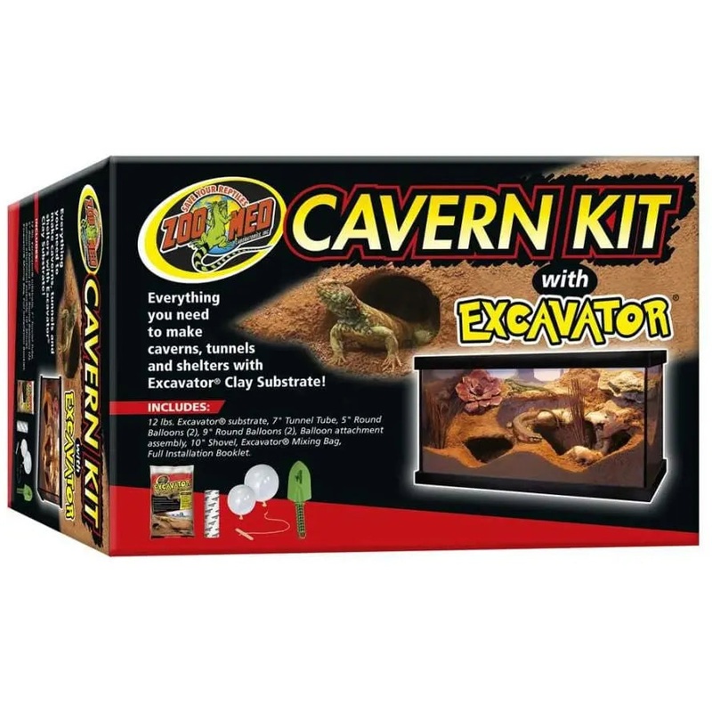 Zoo Med Cavern Kit with Excavator Clay Burrowing Substrate
