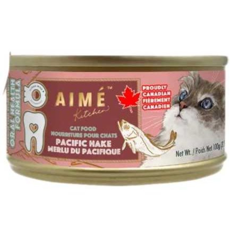 Aime Kitchen Oral Health Minced Pacific Hake Wet Cat Food 24/3.5oz