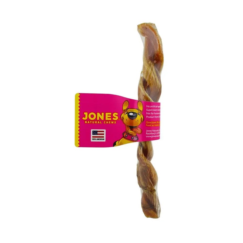 Jones Bully Beef Stick Twister Natural Dog Chews Large 10 Inch 24 Pack