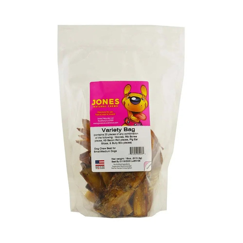 Jones Natural Chews Beef Variety Bag for Dog 20 Pieces