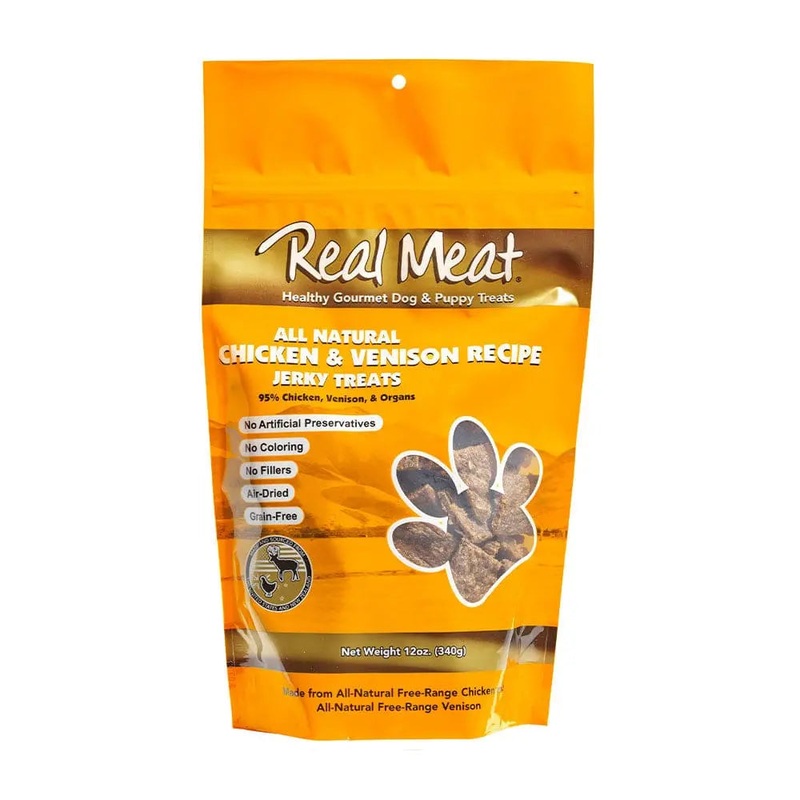 Real Meat Chicken & Venison Jerky Dog Treats 12oz