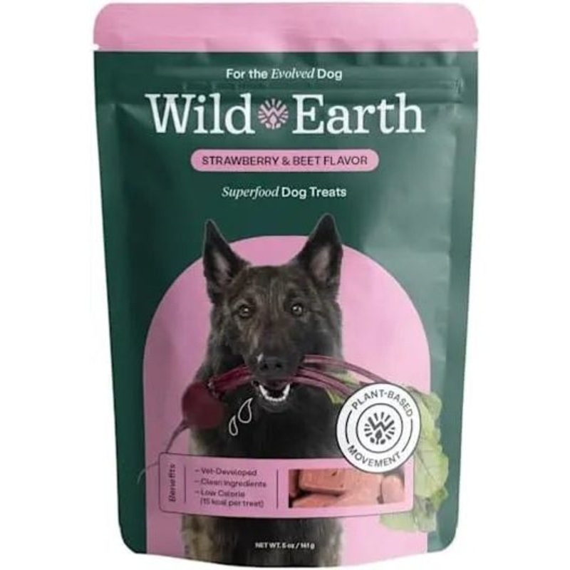 Wild Earth Superfood Vegan Dog Treats with Koji, Strawberry Beet 5oz