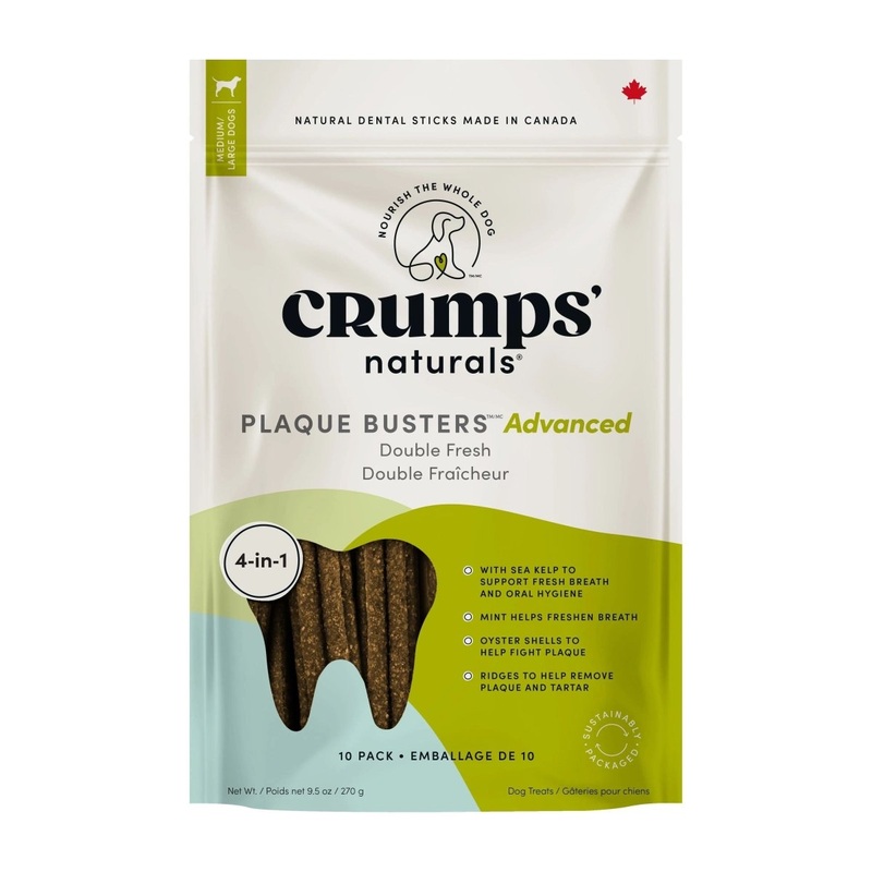 Crumps Plaque Busters Advanced Double Fresh Dental Sticks With Sea Kelp & Mint Dog 10ct 9.5oz
