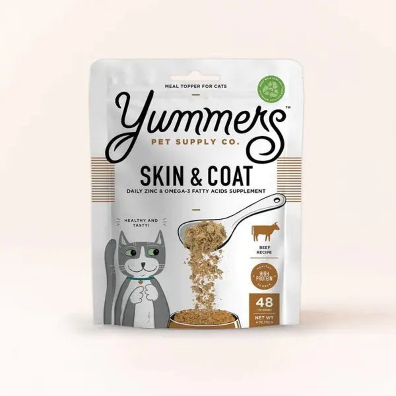 Yummers Skin & Coat Aid Beef Supplement Mix in for Cats Food Topper, 4 oz