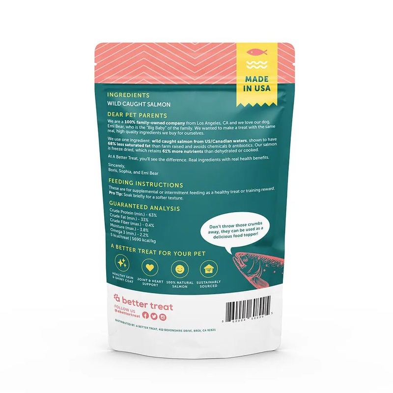 A Better Treat Freeze Dried Raw Wild Caught Salmon Dog and Cat Treats 3 oz