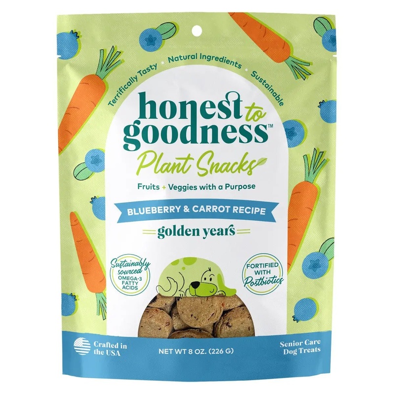 Honest To Goodness Plant Snacks Golden Years Blueberry & Carrot Recipe Dog Treats 8oz