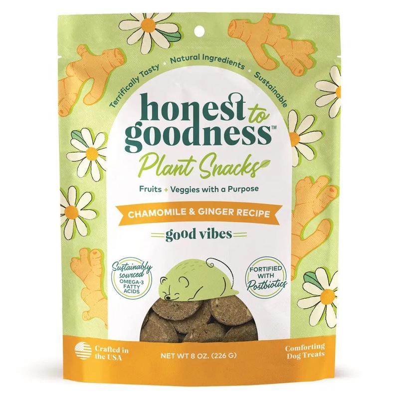 Honest To Goodness Plant Snacks Good Vibes Chamomile & Ginger Recipe Dog Treats 8oz