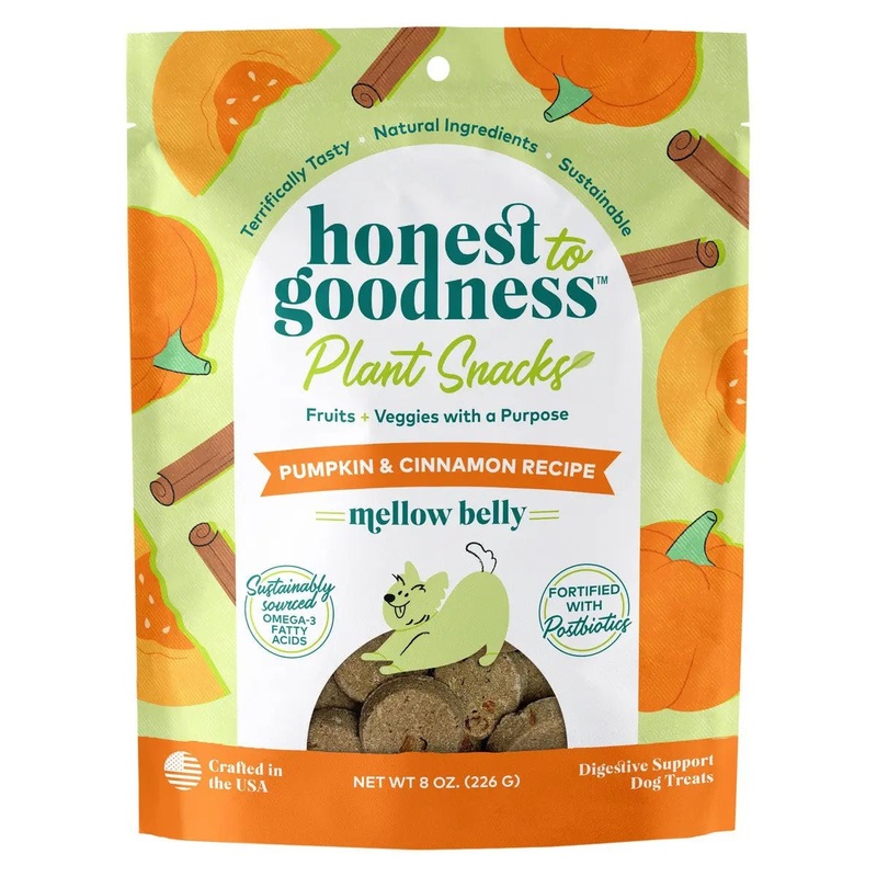 Honest To Goodness Plant Snacks Mellow Belly Pumpkin & Cinnamon Recipe Dog Treats 8oz